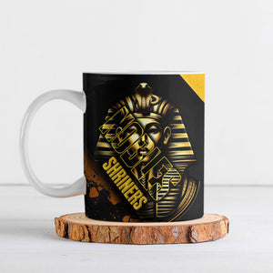 Nobles Shriners Pharaoh Ceramic Mug Egyptian Pharaoh King Tut Art With Gold Scimitar Emblem