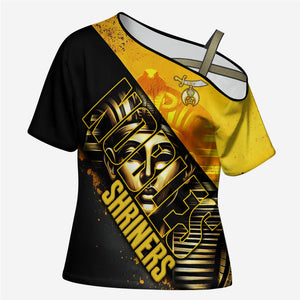 Nobles Shriners Pharaoh Cross Shoulder Shirt Egyptian Pharaoh King Tut Art With Gold Scimitar Emblem