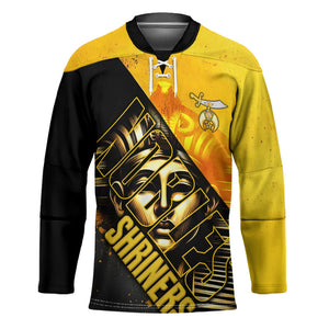 Nobles Shriners Pharaoh Hockey Jersey Egyptian Pharaoh King Tut Art With Gold Scimitar Emblem