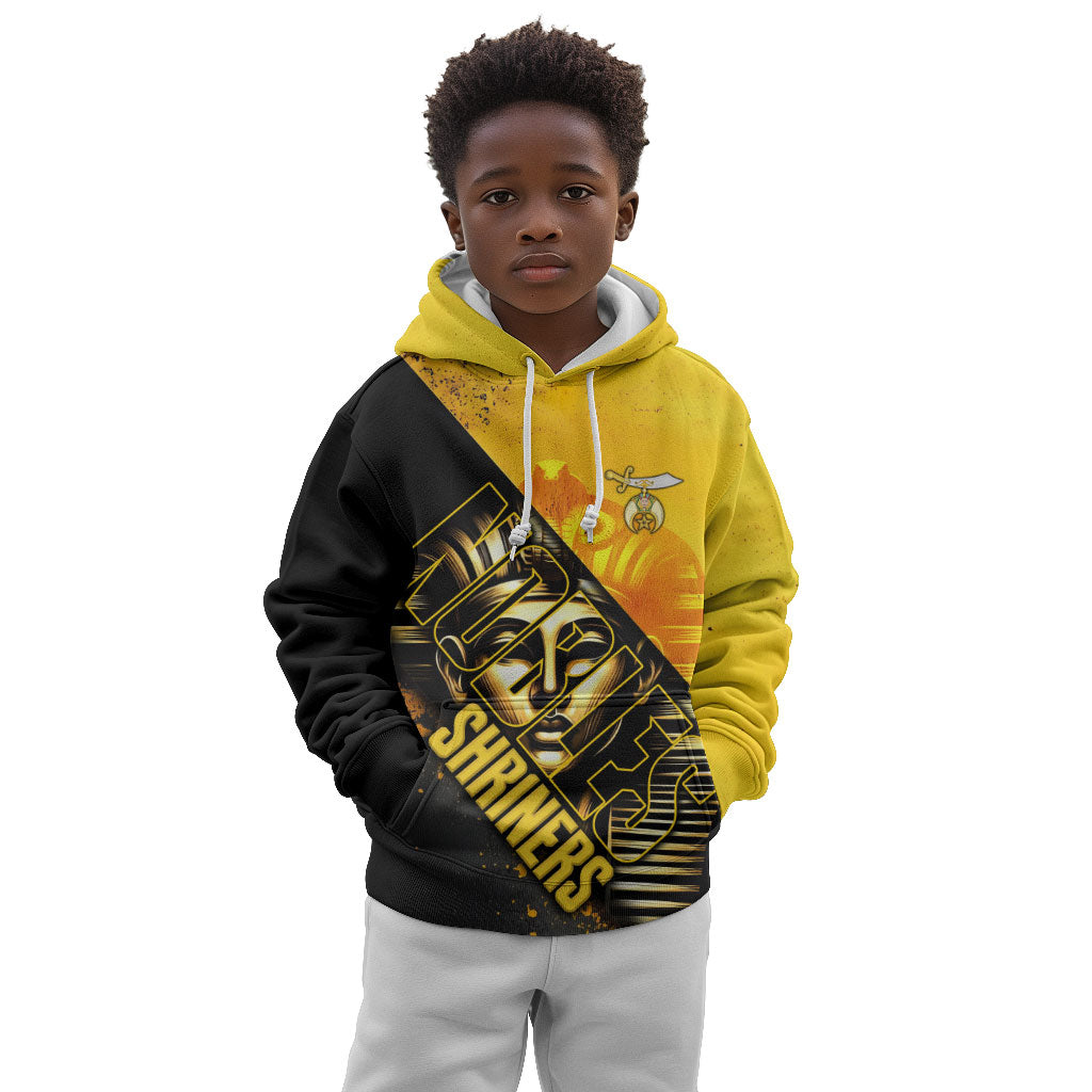 Nobles Shriners Pharaoh Kid Hoodie Egyptian Pharaoh King Tut Art With Gold Scimitar Emblem