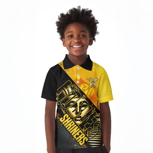 Nobles Shriners Pharaoh Kid Polo Shirt Egyptian Pharaoh King Tut Art With Gold Scimitar Emblem