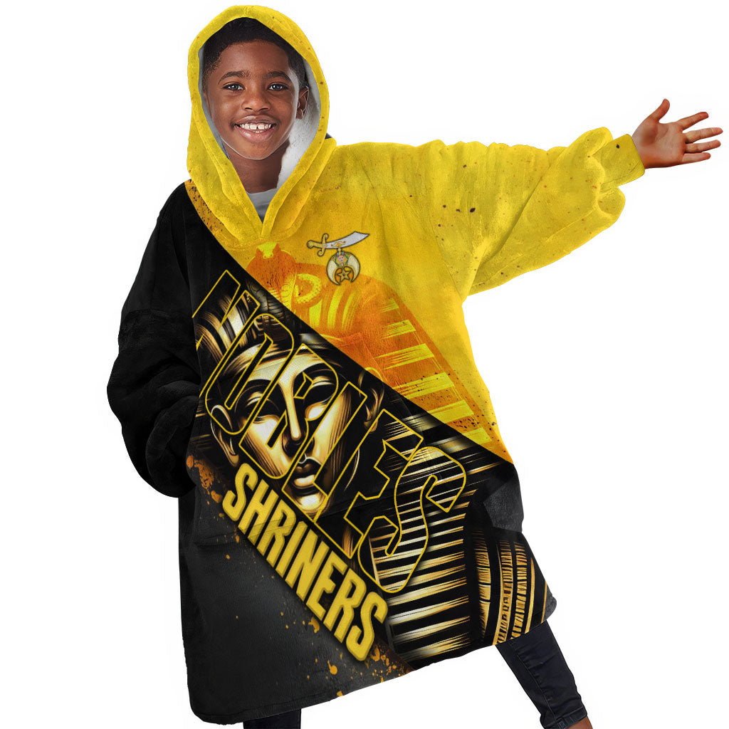 Nobles Shriners Pharaoh Kid Wearable Blanket Hoodie Egyptian Pharaoh King Tut Art With Gold Scimitar Emblem