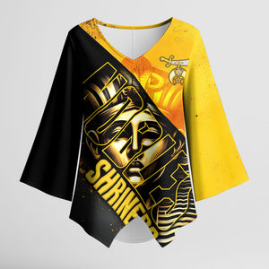 Nobles Shriners Pharaoh Kimono Sleeve Blouse Egyptian Pharaoh King Tut Art With Gold Scimitar Emblem