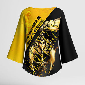 Nobles Shriners Pharaoh Kimono Sleeve Blouse Egyptian Pharaoh King Tut Art With Gold Scimitar Emblem