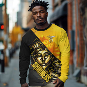 Nobles Shriners Pharaoh Long Sleeve Shirt Egyptian Pharaoh King Tut Art With Gold Scimitar Emblem