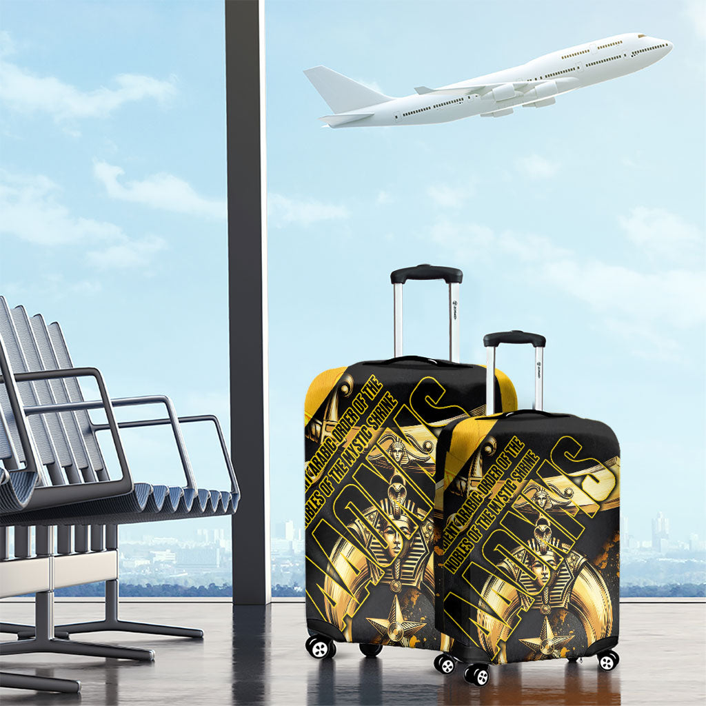 Nobles Shriners Pharaoh Luggage Cover Egyptian Pharaoh King Tut Art With Gold Scimitar Emblem