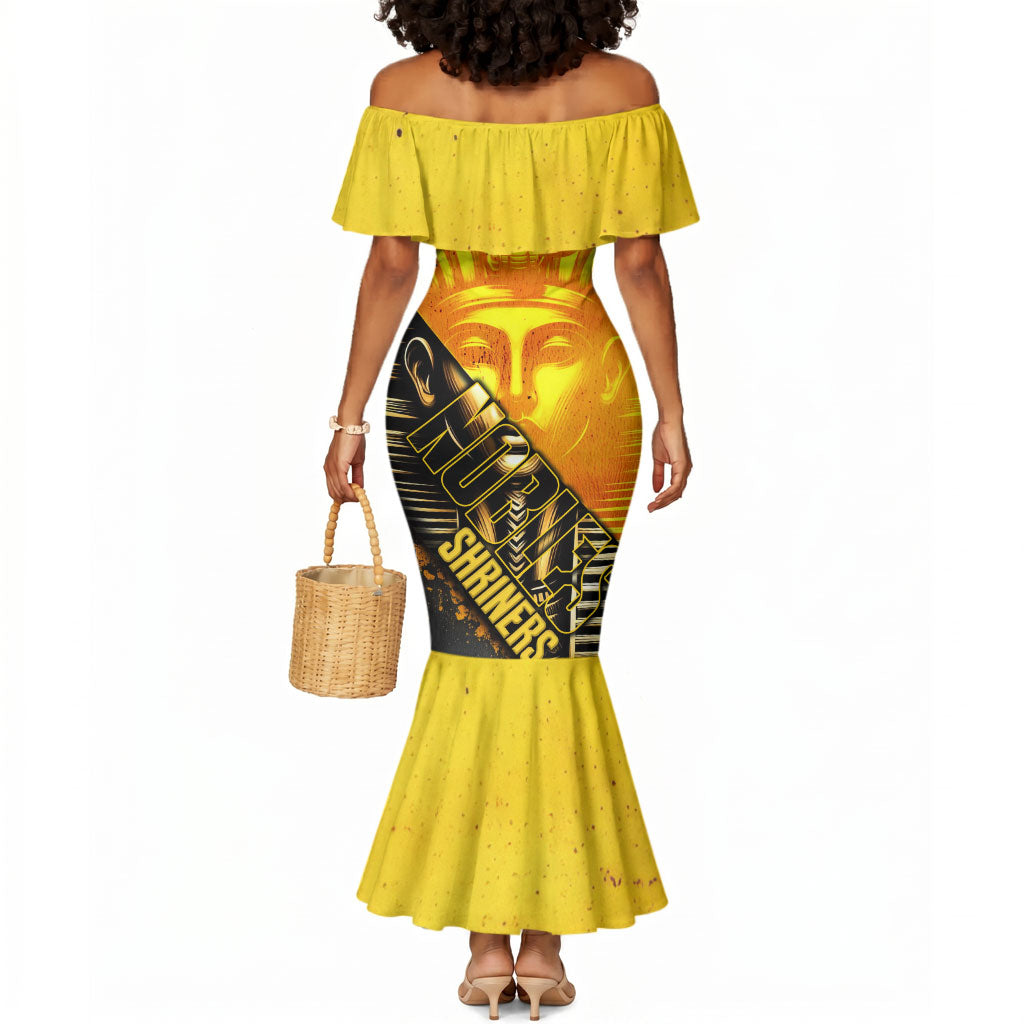 Nobles Shriners Pharaoh Mermaid Dress Egyptian Pharaoh King Tut Art With Gold Scimitar Emblem