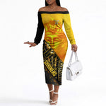 Nobles Shriners Pharaoh Off The Shoulder Long Sleeve Dress Egyptian Pharaoh King Tut Art With Gold Scimitar Emblem