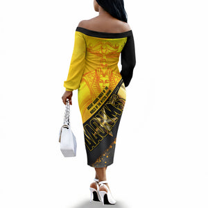 Nobles Shriners Pharaoh Off The Shoulder Long Sleeve Dress Egyptian Pharaoh King Tut Art With Gold Scimitar Emblem