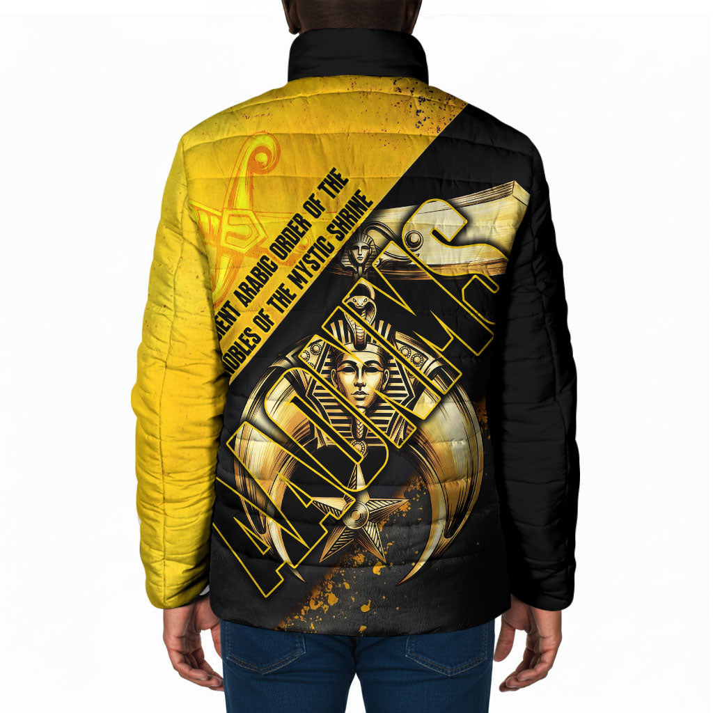Nobles Shriners Pharaoh Padded Jacket Egyptian Pharaoh King Tut Art With Gold Scimitar Emblem