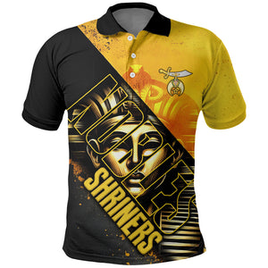 Nobles Shriners Pharaoh Polo Shirt Egyptian Pharaoh King Tut Art With Gold Scimitar Emblem