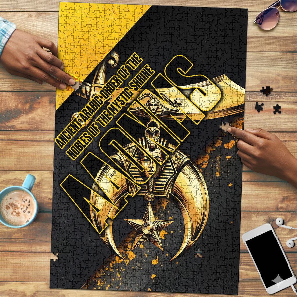 Nobles Shriners Pharaoh Puzzle Egyptian Pharaoh King Tut Art With Gold Scimitar Emblem