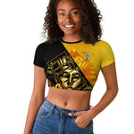 Nobles Shriners Pharaoh Raglan Cropped T shirt Egyptian Pharaoh King Tut Art With Gold Scimitar Emblem