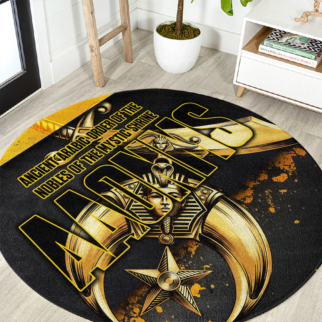 Nobles Shriners Pharaoh Round Carpet Egyptian Pharaoh King Tut Art With Gold Scimitar Emblem
