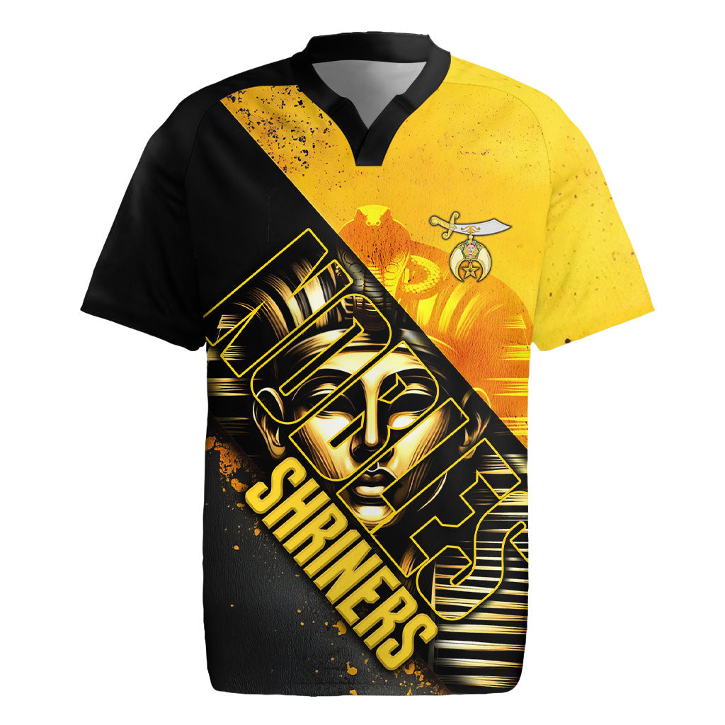 Nobles Shriners Pharaoh Rugby Jersey Egyptian Pharaoh King Tut Art With Gold Scimitar Emblem