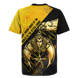 Nobles Shriners Pharaoh Rugby Jersey Egyptian Pharaoh King Tut Art With Gold Scimitar Emblem