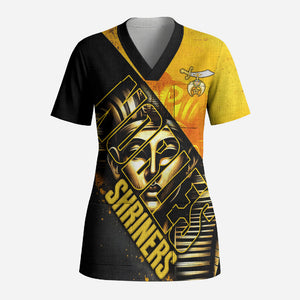 Nobles Shriners Pharaoh Scrub Top Egyptian Pharaoh King Tut Art With Gold Scimitar Emblem