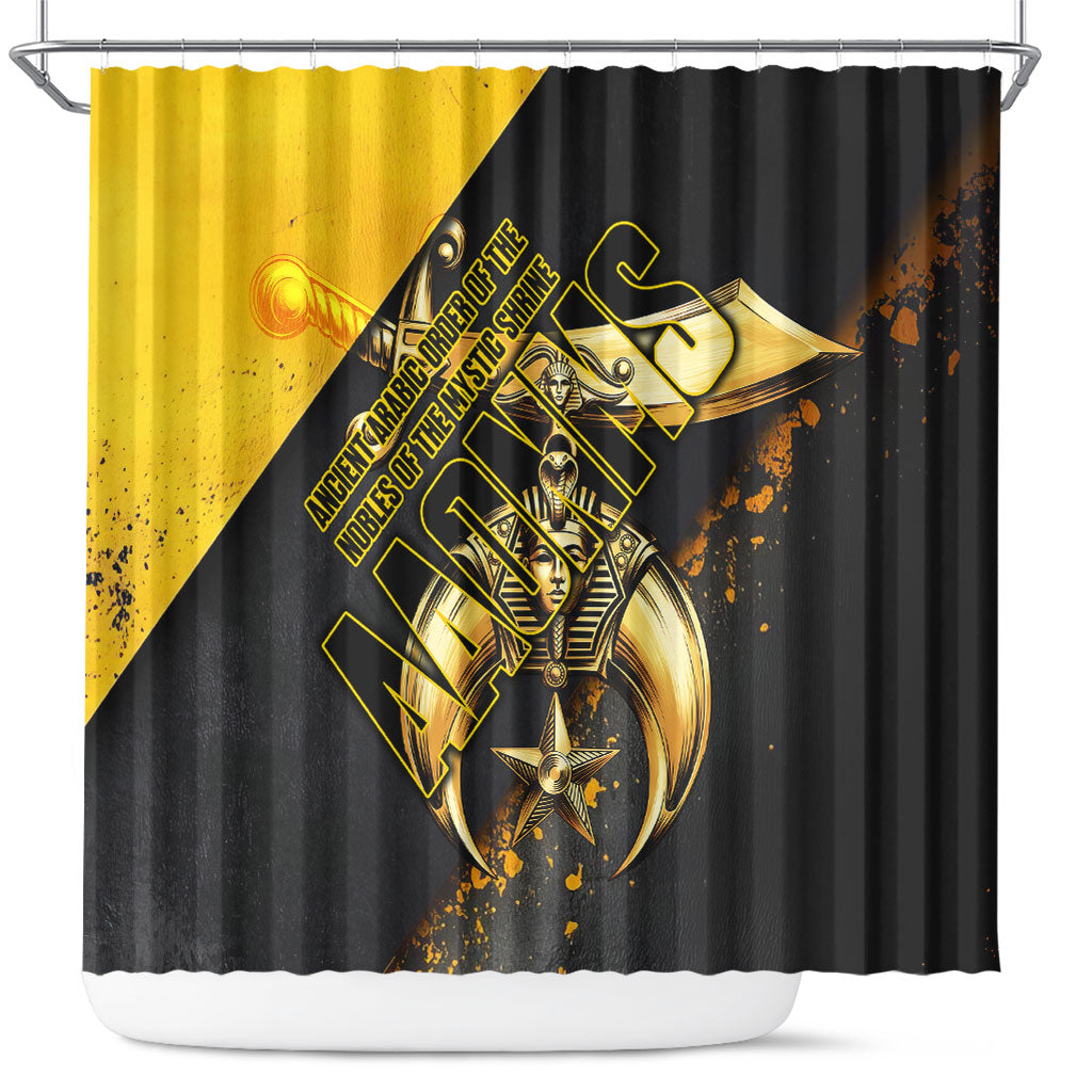 Nobles Shriners Pharaoh Shower Curtain Egyptian Pharaoh King Tut Art With Gold Scimitar Emblem
