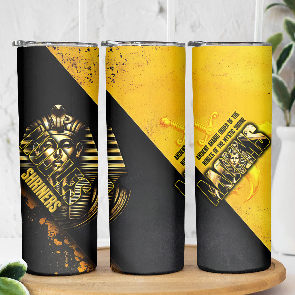 Nobles Shriners Pharaoh Skinny Tumbler Egyptian Pharaoh King Tut Art With Gold Scimitar Emblem