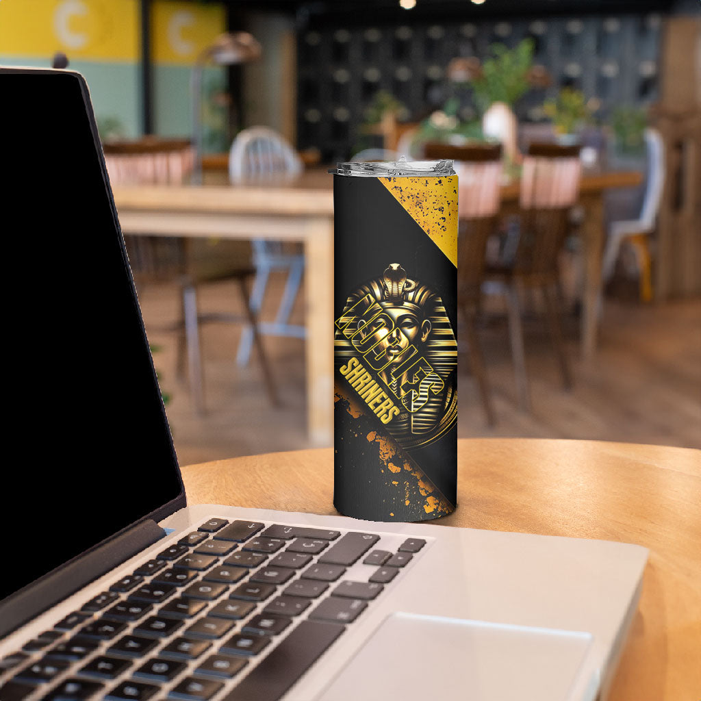 Nobles Shriners Pharaoh Skinny Tumbler Egyptian Pharaoh King Tut Art With Gold Scimitar Emblem