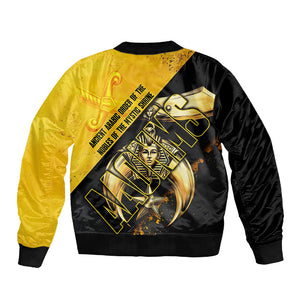 Nobles Shriners Pharaoh Sleeve Zip Bomber Jacket Egyptian Pharaoh King Tut Art With Gold Scimitar Emblem