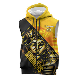 Nobles Shriners Pharaoh Sleeveless Zip Hoodie Egyptian Pharaoh King Tut Art With Gold Scimitar Emblem