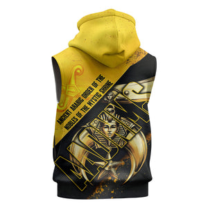 Nobles Shriners Pharaoh Sleeveless Zip Hoodie Egyptian Pharaoh King Tut Art With Gold Scimitar Emblem
