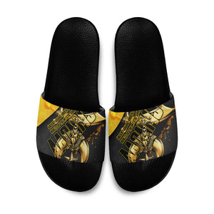 Nobles Shriners Pharaoh Slide Sandals Egyptian Pharaoh King Tut Art With Gold Scimitar Emblem