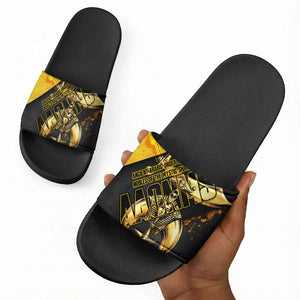 Nobles Shriners Pharaoh Slide Sandals Egyptian Pharaoh King Tut Art With Gold Scimitar Emblem
