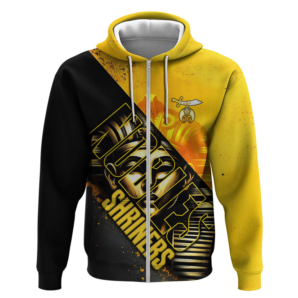 Nobles Shriners Pharaoh Zip Hoodie Egyptian Pharaoh King Tut Art With Gold Scimitar Emblem