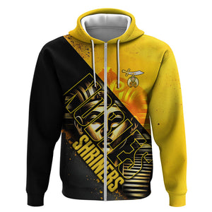 Nobles Shriners Pharaoh Zip Hoodie Egyptian Pharaoh King Tut Art With Gold Scimitar Emblem