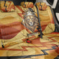 Pakhet Lion Head Back Car Seat Cover with Claw Marks in Fiery Ancient Egyptian Motif