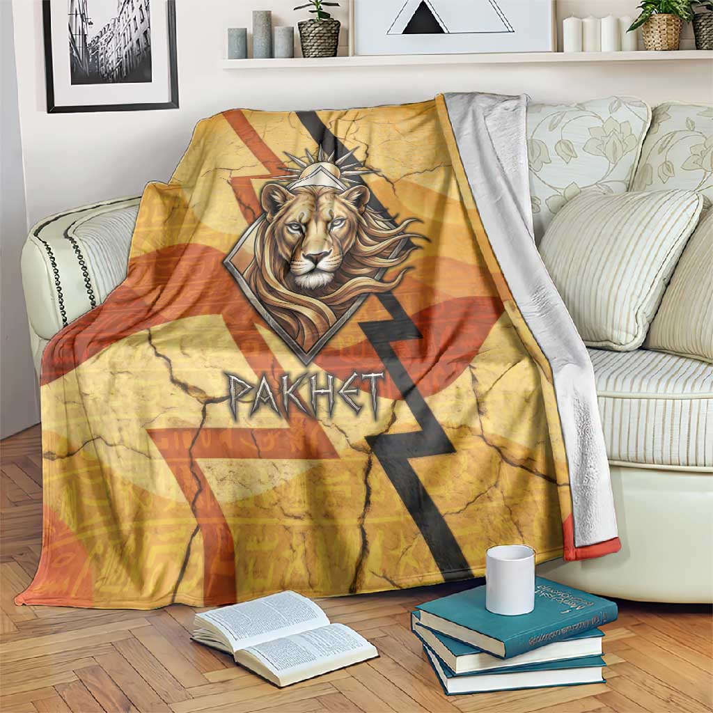 Pakhet Lion Head Blanket with Claw Marks in Fiery Ancient Egyptian Motif