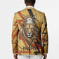 Pakhet Lion Head Blazer with Claw Marks in Fiery Ancient Egyptian Motif