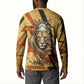Pakhet Lion Head Button Sweatshirt with Claw Marks in Fiery Ancient Egyptian Motif