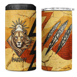 Pakhet Lion Head 4 in 1 Can Cooler Tumbler with Claw Marks in Fiery Ancient Egyptian Motif