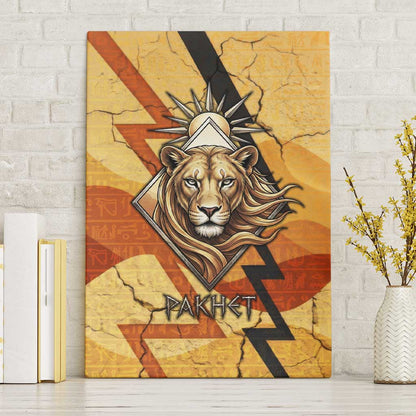 Pakhet Lion Head Canvas Wall Art with Claw Marks in Fiery Ancient Egyptian Motif