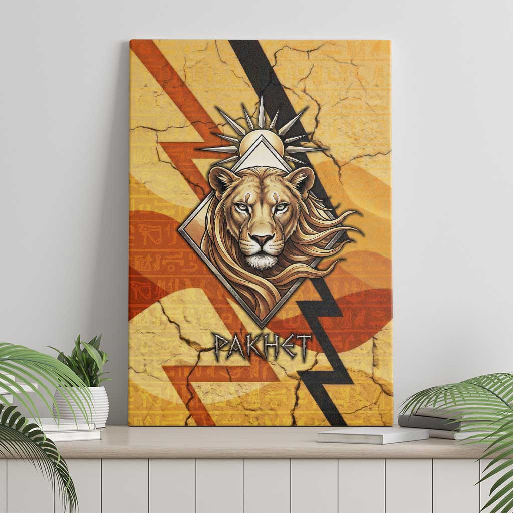 Pakhet Lion Head Canvas Wall Art with Claw Marks in Fiery Ancient Egyptian Motif