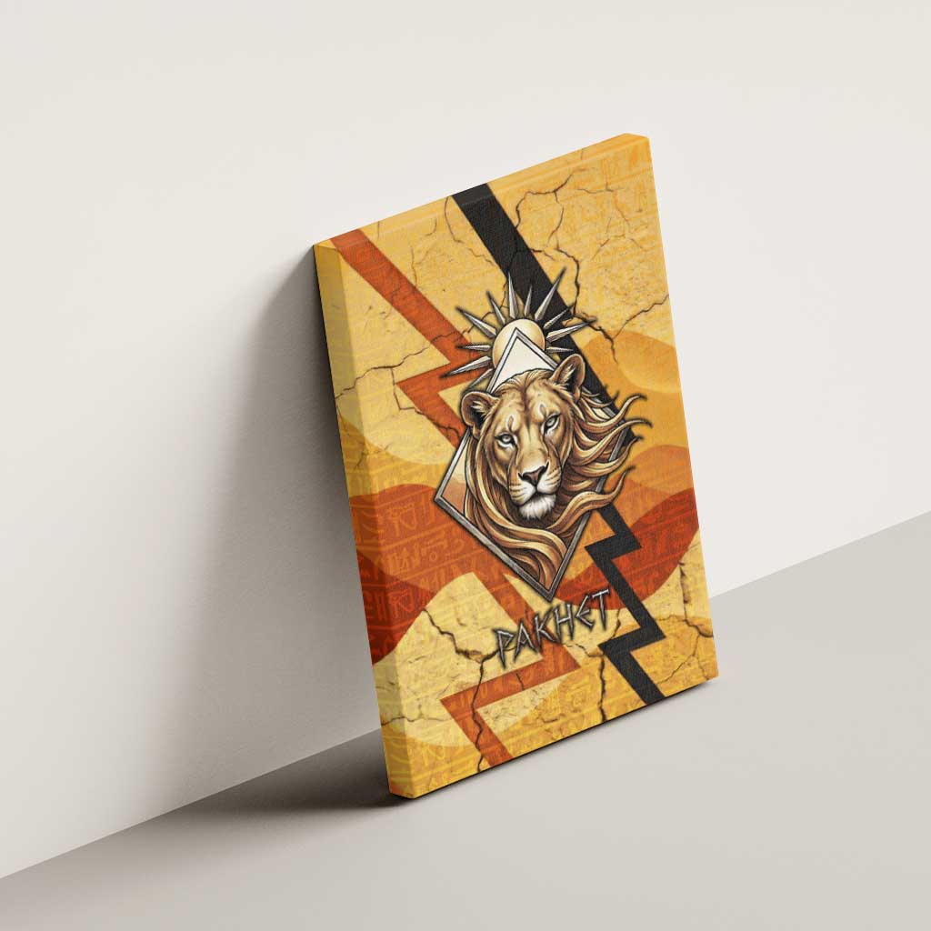Pakhet Lion Head Canvas Wall Art with Claw Marks in Fiery Ancient Egyptian Motif
