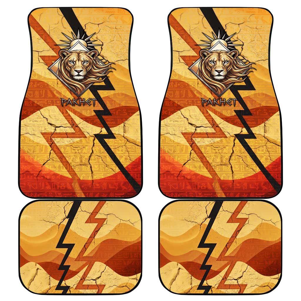 Pakhet Lion Head Car Mats with Claw Marks in Fiery Ancient Egyptian Motif