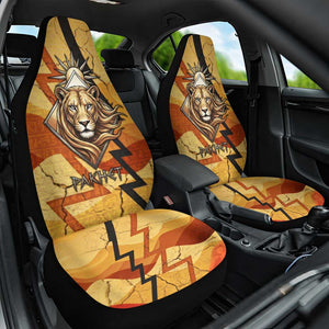 Pakhet Lion Head Car Seat Cover with Claw Marks in Fiery Ancient Egyptian Motif
