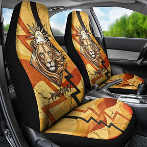 Pakhet Lion Head Car Seat Cover with Claw Marks in Fiery Ancient Egyptian Motif