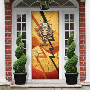 Pakhet Lion Head Door Cover with Claw Marks in Fiery Ancient Egyptian Motif