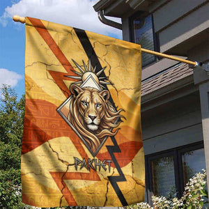 Pakhet Lion Head Garden Flag with Claw Marks in Fiery Ancient Egyptian Motif