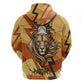 Pakhet Lion Head Hoodie with Claw Marks in Fiery Ancient Egyptian Motif