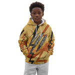 Pakhet Lion Head Kid Hoodie with Claw Marks in Fiery Ancient Egyptian Motif