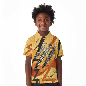 Pakhet Lion Head Kid Polo Shirt with Claw Marks in Fiery Ancient Egyptian Motif