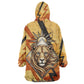 Pakhet Lion Head Kid Wearable Blanket Hoodie with Claw Marks in Fiery Ancient Egyptian Motif