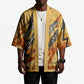 Pakhet Lion Head Kimono with Claw Marks in Fiery Ancient Egyptian Motif