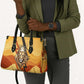 Pakhet Lion Head Leather Bag with Claw Marks in Fiery Ancient Egyptian Motif
